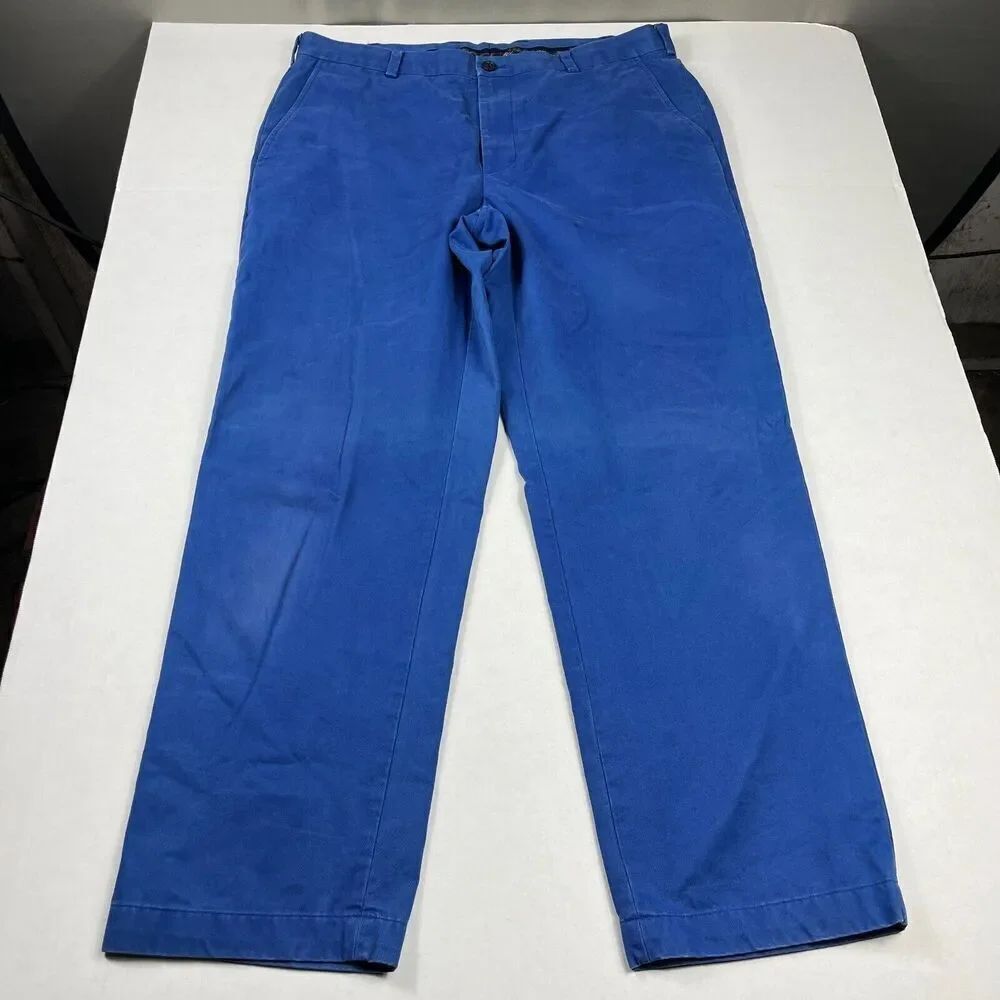 Brooks Brothers Mens Clark Chino Pants FADED Blue Cotton Work Trousers 38 x 32